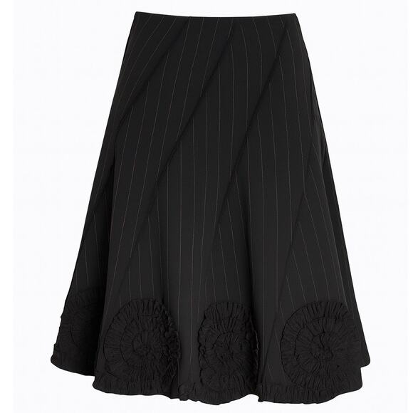 y2k Sunny Leigh Pink Pinstripe Midi Skirt Size 8 Office Siren Rosette Texture 3D - Picture 1 of 12